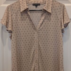 Adrianna Papell Beige Floral Blouse